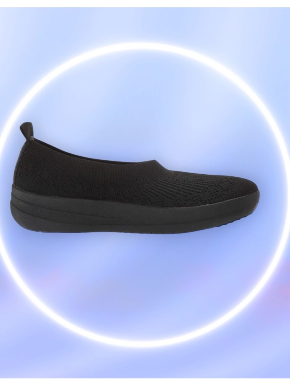 Fitflop Flats Ballet Uber Knit Slip On Stretch Like NEW All Black Size 10